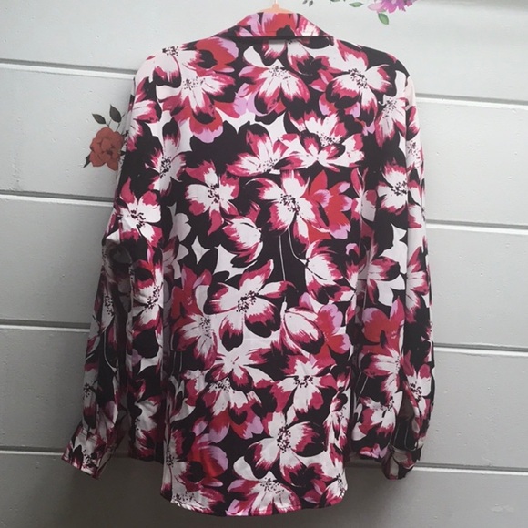 Rafaela Pink Red and black Button Down Shirt with Notched Collar - Picture 3 of 5